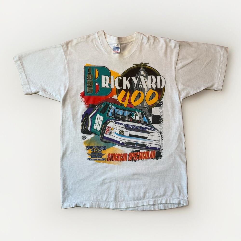 Vintage Nascar Shirt Large White 90s Brickyard 400 Racing Indiana Streetwear